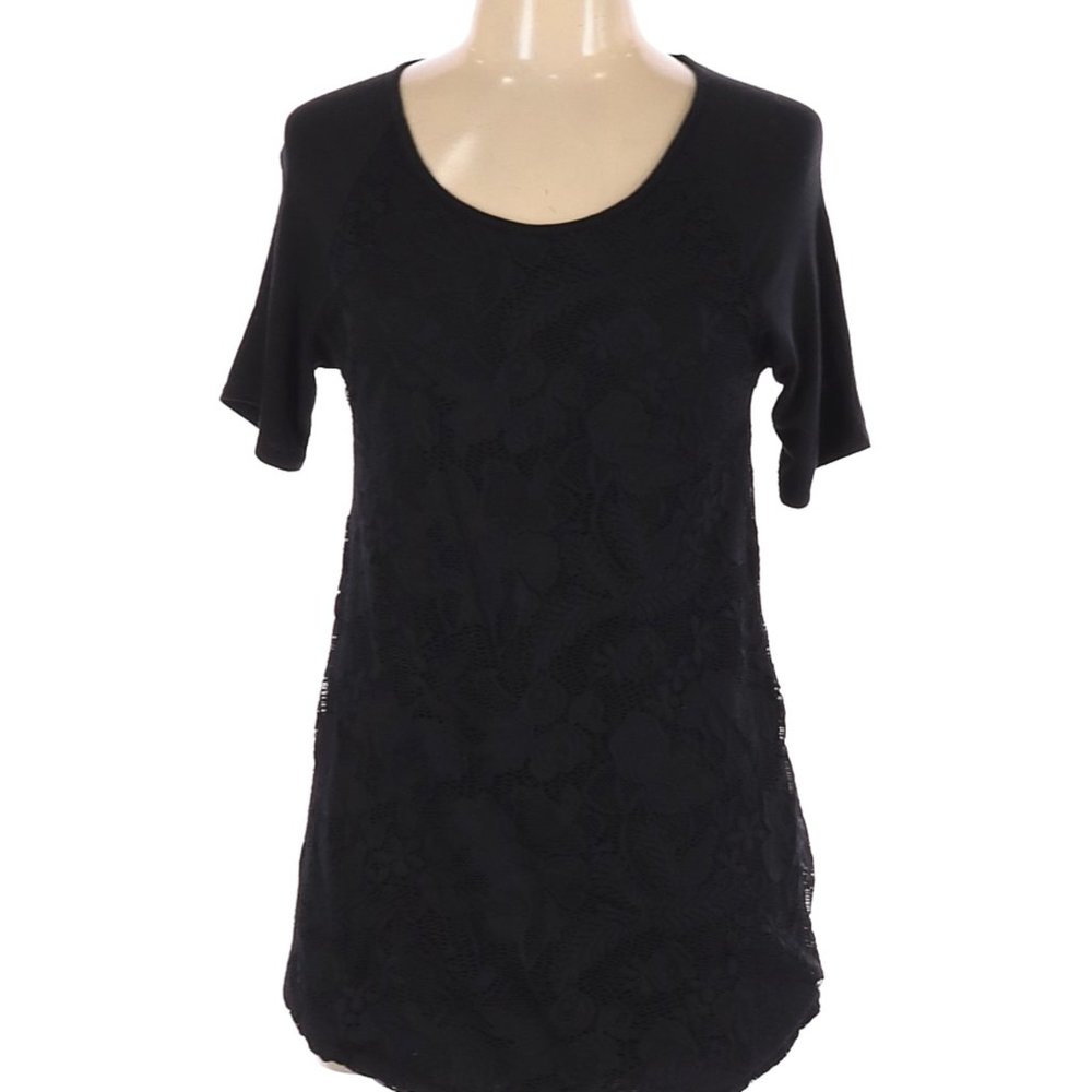 12pm by Mon Ami Short Sleeve Blouse Size L - Black